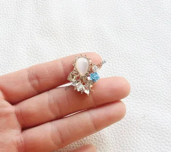10buc/lot rotund floare pearl stras butonul tear-drop albastru de cristal decorative aur butonul libelula opal stras butoane