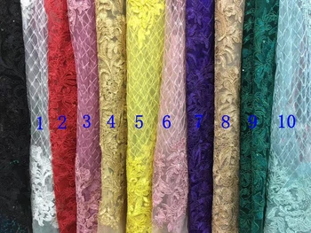 10colors Stralucitoare de paiete pe Plasă de broderie de Dantela cu Paiete Material Pentru rochie/Haine/Evenimente rochie de dantelă tesatura de o curte