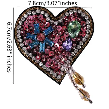 10pieces Pietre Inima Franjuri de Margele Patch-uri Aplicatiile de Paiete de Aur Cristal de Diamant Insigne Haine Decorate Ambarcațiuni TH772