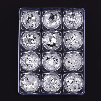 12 modele de Romb de Argint Butterly Rotund Stele Oglinda Paiete Sclipici Pentru Decorarea Unghiilor Mix de produse de Design Set YST11