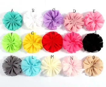 120pcs/lot 6.5 cm 15colors DIY Solidă Șifon Balerina Floare de Par Pentru Fete Accesorii Artificiale Flori Tesatura Pentru Benzi