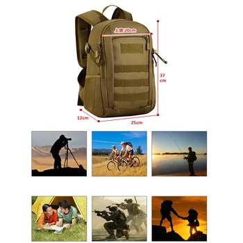 12L Mini Daypack Militare MOLLE Rucsac Rucsac de Viteze Tactical Assault Pack Elev de Școală Geanta pentru calatorii Camping, Trekking j