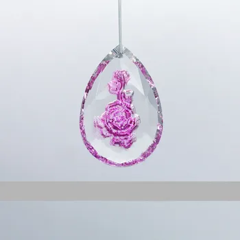 12pcs Trandafir Trandafir Cristal Candelabru Pandantive 50mm DIY Lampa Accesoriu Gravate flori de model De Manual Pentru Decor Nunta