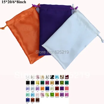 15*20 cm/6*8inch moale din satin cu cordon sac de ambalare cadou de nunta husă de o singură culoare sau combinație de culori 50pcs/lot de vânzare
