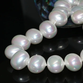 16*19mm alb natural pearl shell aprox rotunde neregulate margele femei petrecerea de nunta cadouri elegante, bijuterii de luare 15inch B2275