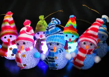 18 buc de Culoare Schimbare LED om de Zăpadă de Crăciun Decora Dispozitie Lampa cu Lumina de Noapte de Crăciun Ornament Copac Agățat