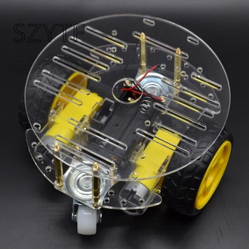 1Set 2WD Mini Rotund Dublu-Punte Robot Inteligent Șasiu Auto DIY Kit Contur Magnetic Puternic Motor Masina rt-4