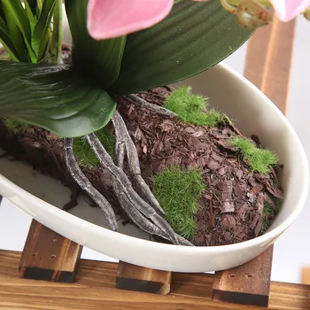 1set 4 culori de Flori +Vaza Artificiale Orhidee Pânză de Mătase de Simulare Aranjament de Flori Bine Bonsai Planta cu Ghiveci Ceramic