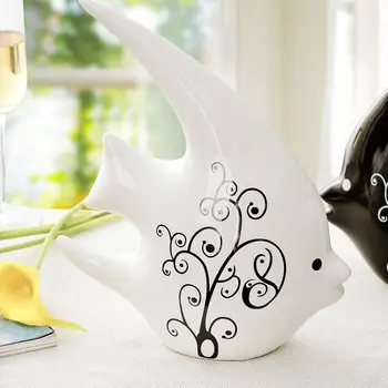 2 buc alb-negru cuplu saruta pește ornamente ceramice moderne minimalist home decor desktop cuplu de nunta pește model