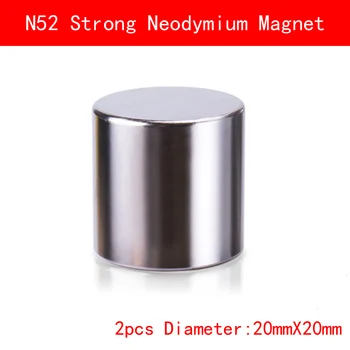 2 BUC N52 D20mm x 20mm Super Puternic Cilindru Rotund Magneți 20*20MM pământuri Rare magneți din Neodim N52 Magnet