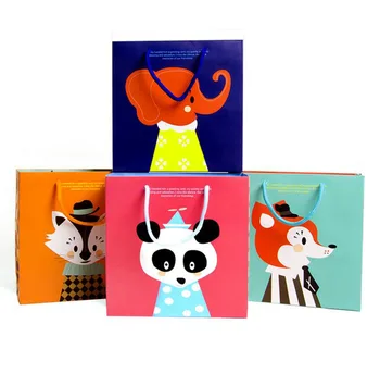 20 Pack Animale Desene animate Drăguț Cadou de Hârtie de Ambalaj Pungi cu Maner pentru copii și Copii, Haine de Bomboane de Ciocolată Jucarii