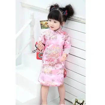 2017 Anul Nou Chinezesc Fete Dress Qipao Copii Haine Festivalul De Moda Printesa Fata De Îmbrăcăminte Tricou Jumperi