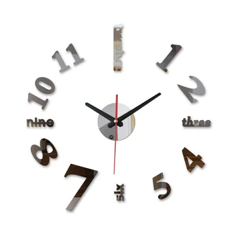 2017 ceas de perete modern, design de lux, Acrilică oglindă arta ceas de promovare 3d home decor diy ceasuri de mare Camera de zi transport gratuit