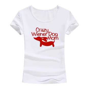 2017 Moda Nebun Wiener Dog Mama Harajuku Amuzante Imprimate T-Shirt Femei Haine Topuri & Tricouri Geek Streetwear T Shirt Pentru Femei