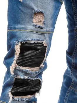 2017 New sosire CosMaMa Marca fabrica de designer slim fit moda rupt din piele de ceață rupt rece deteriorat motociclist blugi pantaloni pentru bărbați