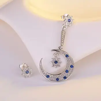 2017 new sosire de moda de înaltă calitate stralucitor zirconiu luna si de stele de argint 925 doamnelor'stud cercei bijuterii femei nunta