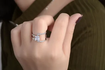 2017 new sosire fierbinte vinde moda zircon strălucitoare stea 925 pur argint doamnelor'finger inele femei bijuterii cadou