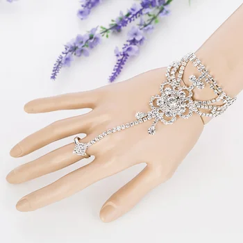 2017 New Sosire Nouă Femei Seturi De Bijuterii Sapphirejewelry Mireasa Nunta Concurs Stras Brățară Brățară Atașat Withring
