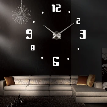 2017 Nou 3d Diy Acril Oglindă Acasă Decorare Mare Ceas Ceasuri Reloj De Pared Ceas Cuarț Living Modern