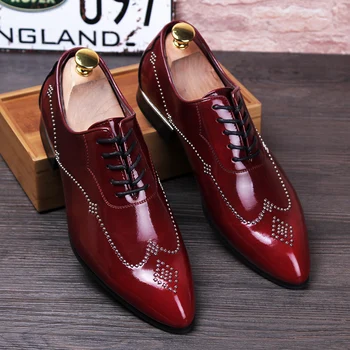 2017 Nou Brevet Piele Oxford Pantofi Pentru Bărbați Punct de Apartamente Bărbați Rochie Ghimpat Mans Încălțăminte de Mari Dimensiuni Petrecere de Nunta Zapatos Hombre