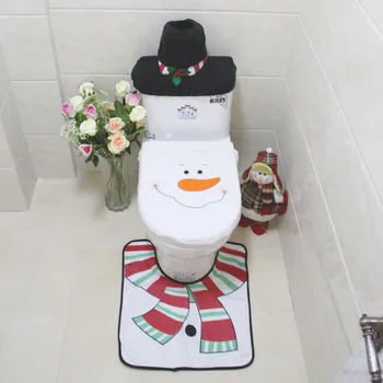 2017 Nou de Crăciun, om de Zăpadă Moș Crăciun Capac Scaun de Toaletă și Covor Baie Set Decoratiuni de Craciun Pentru Decor Acasă