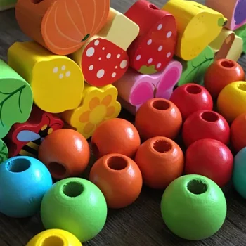 2017 Nou Unisex Copii, Jucarii din Lemn Montessori Copac plin de culoare Margele din Lemn Fructe de Animale de Învățare pentru Copii Cadouri pentru copii de Învățământ