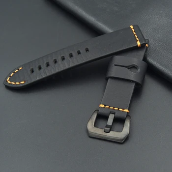 2017 noua moda curea din piele Pentru Panerai 111 negru cataramă de argint 22MM 24MM negru retro speciale ceas curea de înaltă calitate