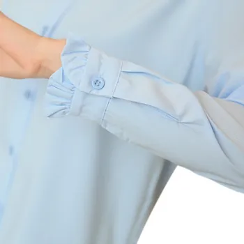 2017 Noua Moda Sălbatic Proaspăt de Vară a Femeilor Birou Doamnă Oficiale de Partid Maneca Lunga Slim Guler Bluza Casual Tricou Alb Solid Topuri