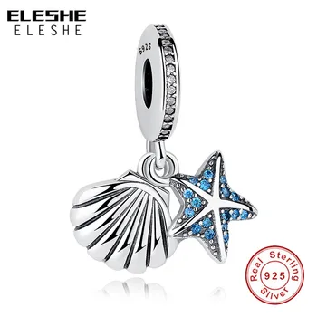2017 Original se Potrivesc ELESHE Farmecul Brățară Argint 925 steaua de mare & Sea Shell Farmec Legăna Autentic Bijuterii DIY Cadou