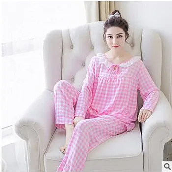 2017 Primavara Toamna Iarna Femei Seturi De Pijama O-Neck Maneca Lunga Femei Pijamale Pijamale Largi Fete Acasă Costum De Pijama Femme