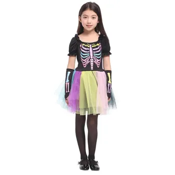 2018 Copii Fete De Groază Costum Schelet Pentru Copii Costume De Mascaradă Costume De Halloween Petrecere Rochie Fancy Decor Purim
