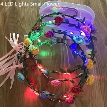 2018 Femei Fete plin de culoare LED Intermitent Flori cu Bandă de susținere Ghirlanda de Lumina Coroană de flori Frizură Petrecere, Accesorii de Par