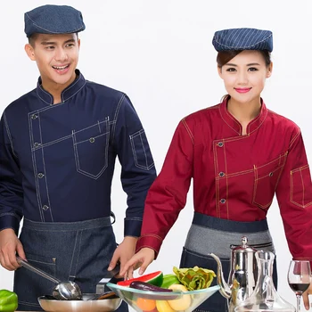 2018 Noi de Vara Chef Uniformă cu Mâneci Lungi Singur Pieptul Restaurant Bucătar Uniforme de Lucru Poarte Hotel Găti Haine TLL20