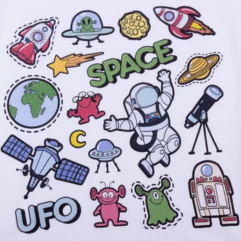 2018 Noi pentru Copii T-shirt Spațiu OZN Extraterestru Desene animate Design Bumbac Copilului Scurte Tricou Baieti Tricouri Copii Haine pentru Copii Fata Topuri