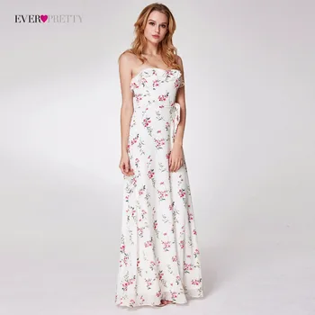 2018 Noi Rochii de domnisoare de Onoare Vreodată Destul de EP07242 Lungă Șifon Strapless Florale Imprimate rochie fără Mâneci a-line Rochii de Partid pentru Femei