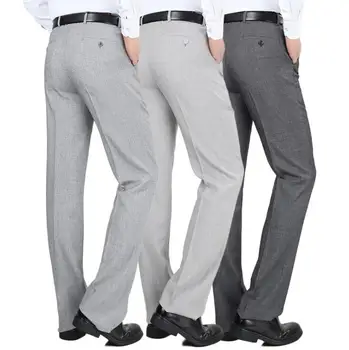 2018 Noi sosesc pantaloni barbati veri subțire de sex masculin direct casual, lenjerie pură mătase albă, pantaloni lungi businese bărbați pantaloni plus dimensiune 44