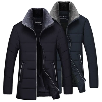 2018 Nou stil Haină lungă Bărbați îmbrăcăminte de brand de moda Jachete Lungi de iarnă, Haine de brand de îmbrăcăminte mens Palton guler de Blană