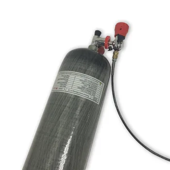 2018 Noua moda 9L 300bar 4500psi fibra de carbon de înaltă presiune butelie pentru scufundări cu supapă roșu și stație de umplere-V