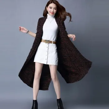 2018 Toamna Iarna Nou Sosire Moda Femei Casual Cardigan Tricotat Haina Lunga Pulover de Lana Palton Plus Dimensiune M-4XL