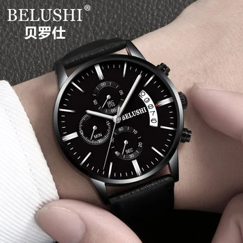 2018 Top Brand BELUSHI de Afaceri Ceasuri Bărbați Cuarț Ceas Plasă de Trupa de Data Luminos Saats Multifunctional Cronograf Montre Homme