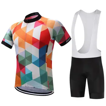 2018 Vara cu Maneci Scurte Ciclism Jersey Set Ropa Ciclismo MTB de Ciclism Îmbrăcăminte de Biciclete Tricouri Cu GEL de Siliciu pantaloni Scurți Pantaloni