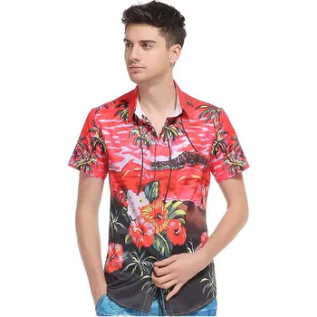 2018 Vara Noi Oamenii Hawaii 3D Palmier de Imprimare Tricou Maneci Scurte de Moda casual, Cămașa cu Flori Camisa Plaja de Nisip cămașă bărbați