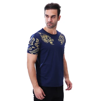 2018 Înaltă Calitate pentru Bărbați Tricou de Moda Chineză Dragon Print cu Maneci Scurte T Shirt pentru Bărbați Brand Nou O Neck Slim Fit Topuri Teuri 5XL