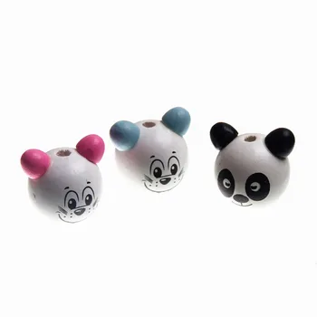 20BUC Margele din Lemn 3D Panda Minunat& Cat Fata Zambitoare Barba Margele pentru Bijuterii DIY Rattle Suzeta Clip lollipop Attachme