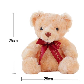 25cm urs de pluș jucărie papusa cu lumina LED-uri colorate stau urs cu cravată roșie copii jucarii pentru copii cadou de ziua YYT222