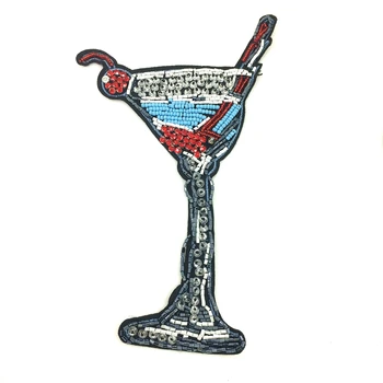 2pc 3D Cocktail Patch-uri Cocktail-uri Aplicatiile de Margele de Cristal Beau Patch-uri Pentru Îmbrăcăminte Haina de Blugi Parches Coase Pe 21x13 cm AC1059