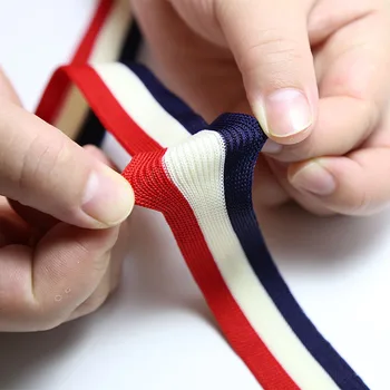 3 culori rosu, alb si albastru panglică poate întinde cu micro-elastic tricotat pânză bandă panglică chingi elastice