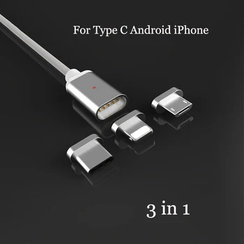 3 in 1 Magnetic Cablu Micro USB de Tip C USB-C de Încărcare a Datelor de Repede Adaptor de Încărcare pentru Samsung Note8 S8 Plus Pentru iPhone X 6 7 8 Plus