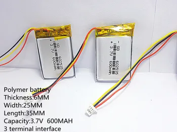 3 linie 3.7 V thium polimer baterie 602535 600MAH video recorder Mio MiVue 388