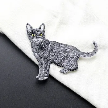 3 Piese Negru Galben Cat de Fier-pe Patch-uri Brodate de Bună Calitate Buzunar Cat Patch-uri Autocolant Haine DIY Transport Gratuit